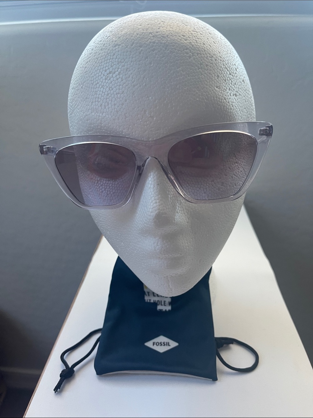 Fossil Translucent Lilac Cat-Eye Sunglasses with Tinted Lenses
